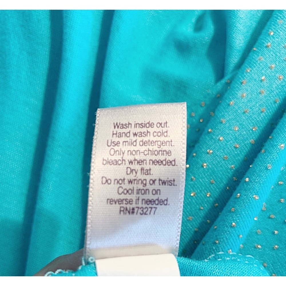 JENNIFER LOPEZ Sz XL Aqua Sparkle Strappy Short Sleeve Top - Picture 5 of 5